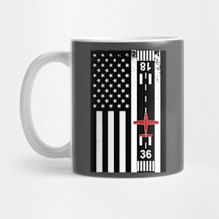 Patriotic Aviation, US flag with airplane and airport Mug